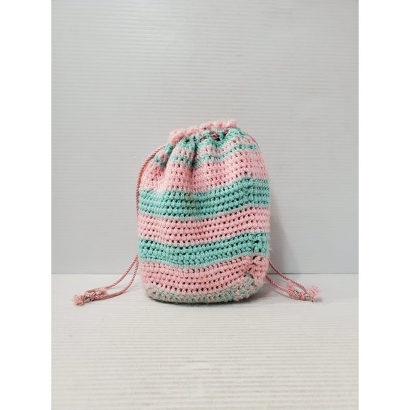 Peach bag/ handmade crochet drawstring bag / crochet pouch - Picture 1 of 10